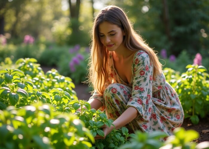 Harvesting Basil