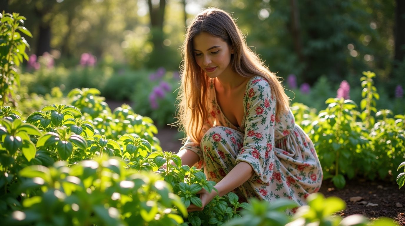 Harvesting Basil